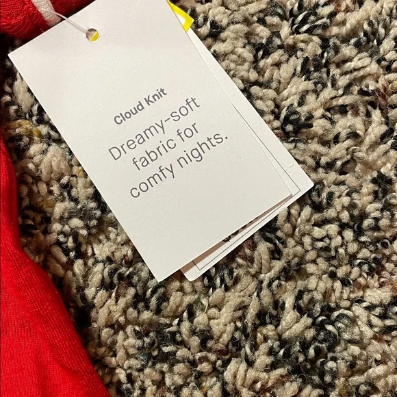 Auden Red Cloud Knit Pajama Top Size XS Relaxed | NWT - Picture 4 of 5